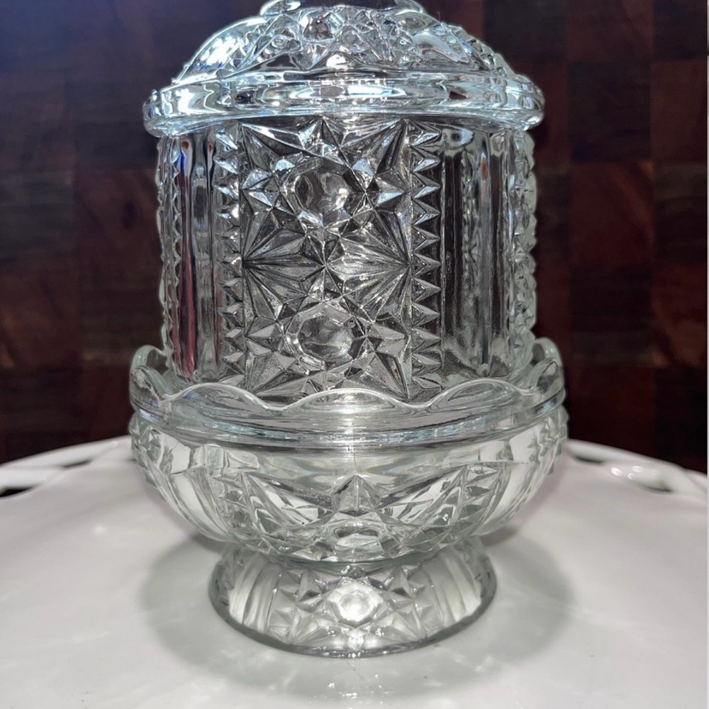 Vintage Indiana Glass Stars and Bars Fairy Lamp
